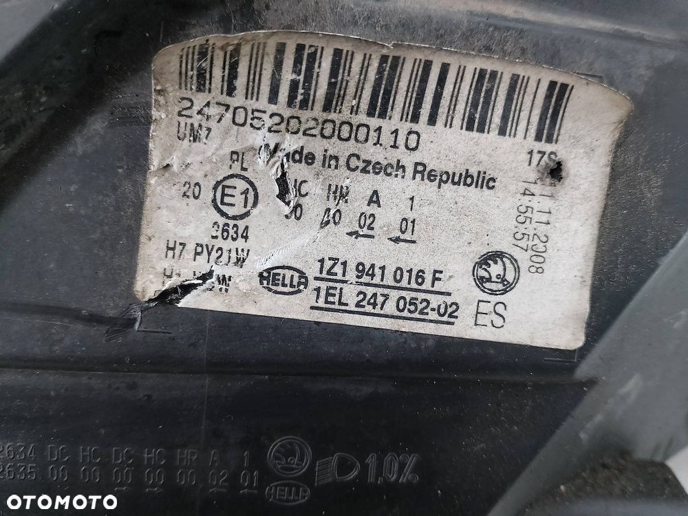 LAMPA PRZÓD PRAWA SKODA OCTAVIA II LIFT 1Z1941016F 1EL247052-02 - 8