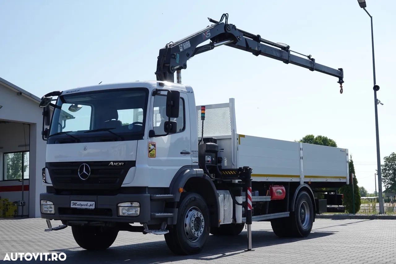 Mercedes-Benz AXOR 1829 / 4X2 / TRANSMISIE - 6 M / HDS HIAB 122 BS-3 / extensie: 10 M / CAPACITATE MAXIMA DE RIDARE 4 600 KG / MANUAL / RADIO CONTROL / ANVELOPE 100% / IMPORTAT - 1