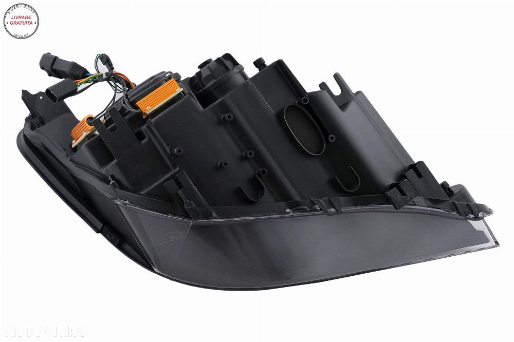 Faruri 3D LED Angel Eyes BMW Seria 5 E60 E61 (2003-2007) LCI Design Negru- livrare gratuita - 23