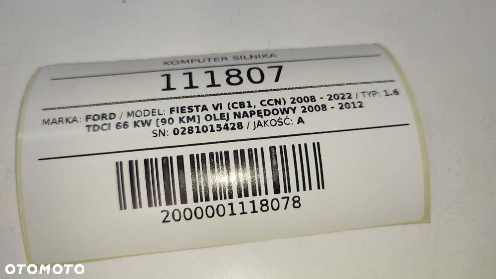 KOMPUTER SILNIKA STEROWNIK 0281015428 FORD FIESTA MK7 1.6 TDCI - 4