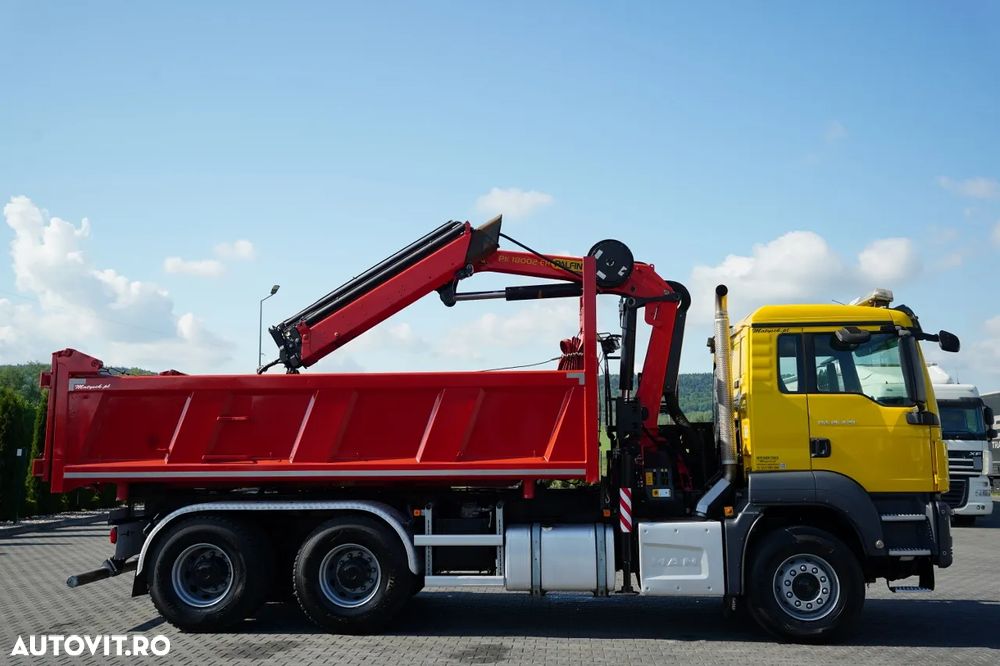 MAN TGS 26.420 / 6x4 / BASCULĂ DUBLĂ / LATERALĂ HIDRODORIZATĂ / BORDMATIC + PALFINGER 18002 HDS / ROTATOR / PILOT / EURO 6 - 15