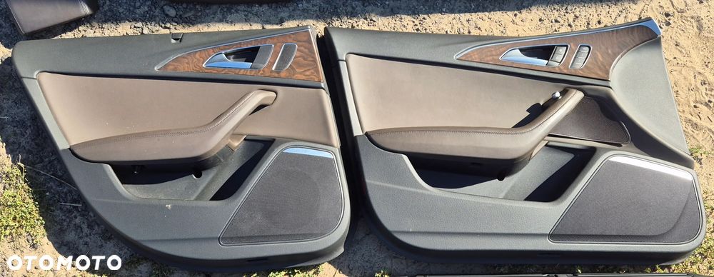 Komplet Foteli Przód Tył Boczki Tapicerka Podłokietnik Koniakowe Ciemny Brąz Audi A6 4G S6 S7 A7 - 3