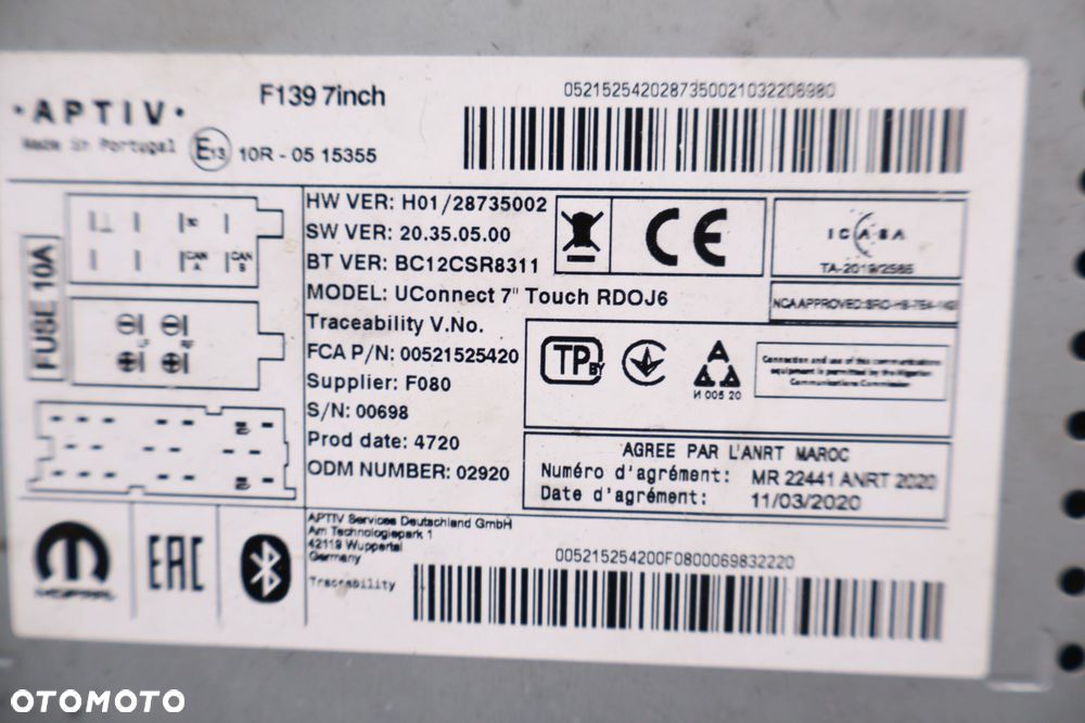 FIAT PANDA III RADIO EKRAN NAWIGACJA '00521525420 - 5