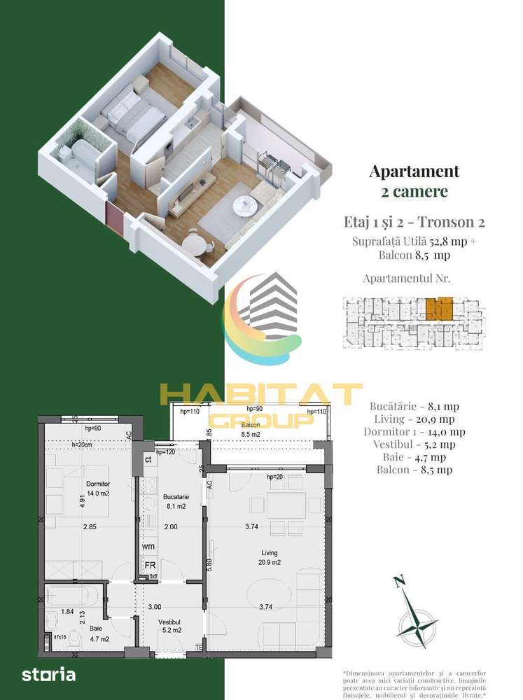 Interior view of Apartament 2 bedroom in Drumul Gura Ariesului