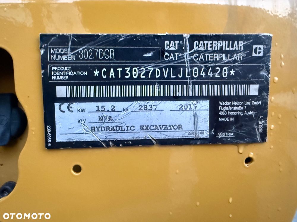 Caterpillar MINIKOPARKA CAT 302.7D , 2017 r. ,302.7CR, 303, 302 , 301 , CR , D - 9