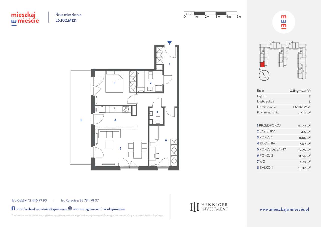 3-pokojowe mieszkanie 67m2 + balkon - Pełny obrazek: 4/18