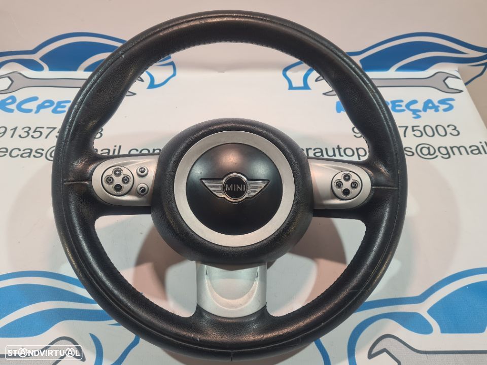 VOLANTE GUIADOR COMPLETO MINI COOPER R56 32306794624 6794624 607387211 PELE COMANDOS MULTIFUNÇÕES AIRBAG - 1