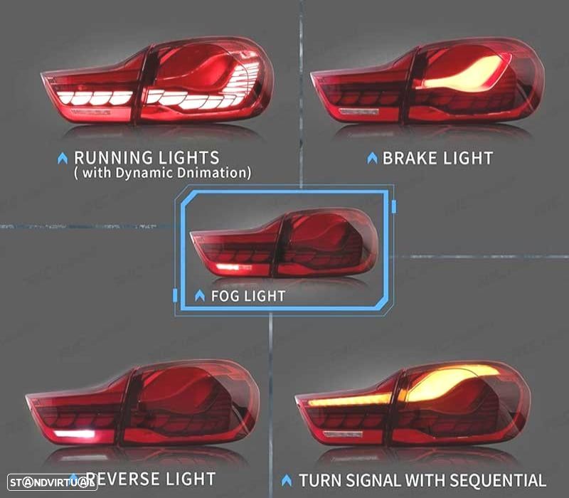 FAROLINS FULL LED BMW F32 F33 F36 LIGHT BAR OLED FUNDO VERMELHO 13-18 - 7
