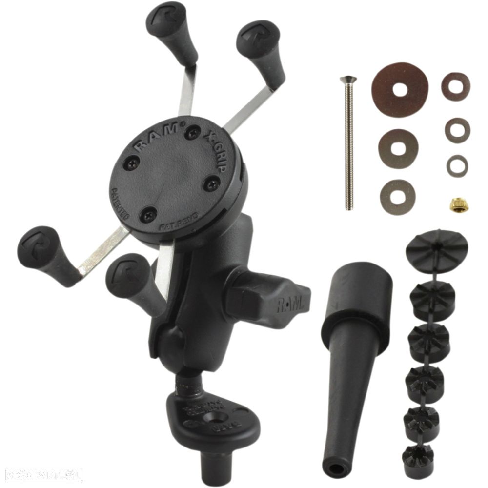 x-grip device holder fork stem mount aluminum steel black - 1