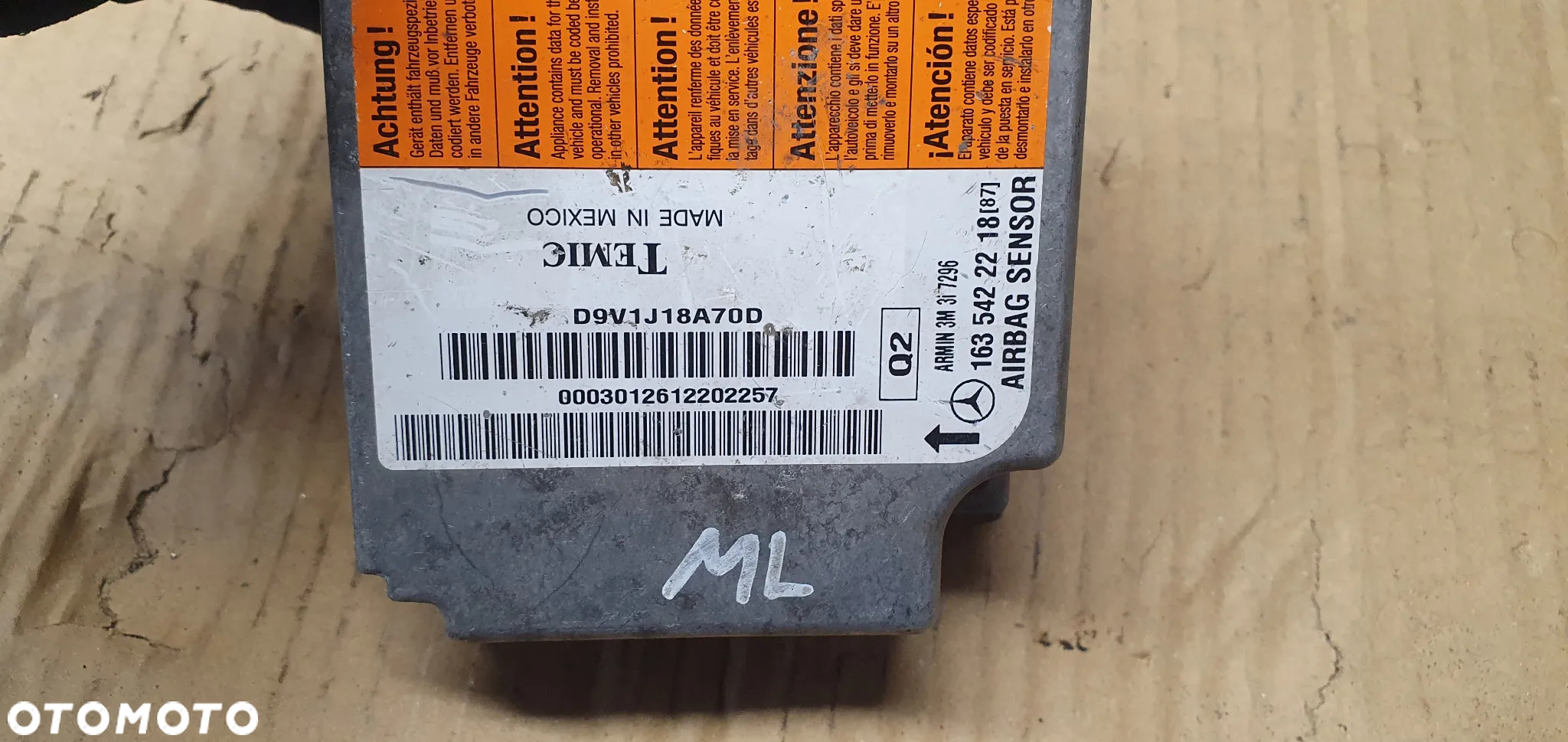 Moduł Sensor Airbag Poduszek Mercedes ML W163 1635422218 - 5