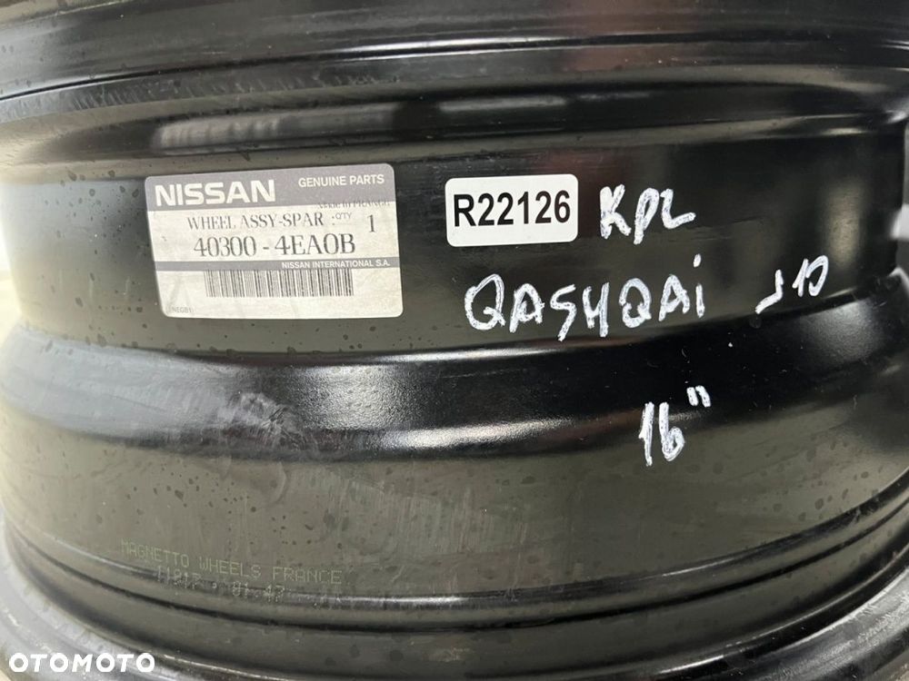 Felga Nissan Qashqai I J10 06-13r. 6,5jx16 5x114,3 ET40 felgi stalowe 16 cali ORYGINALNE KOMPLET - 10