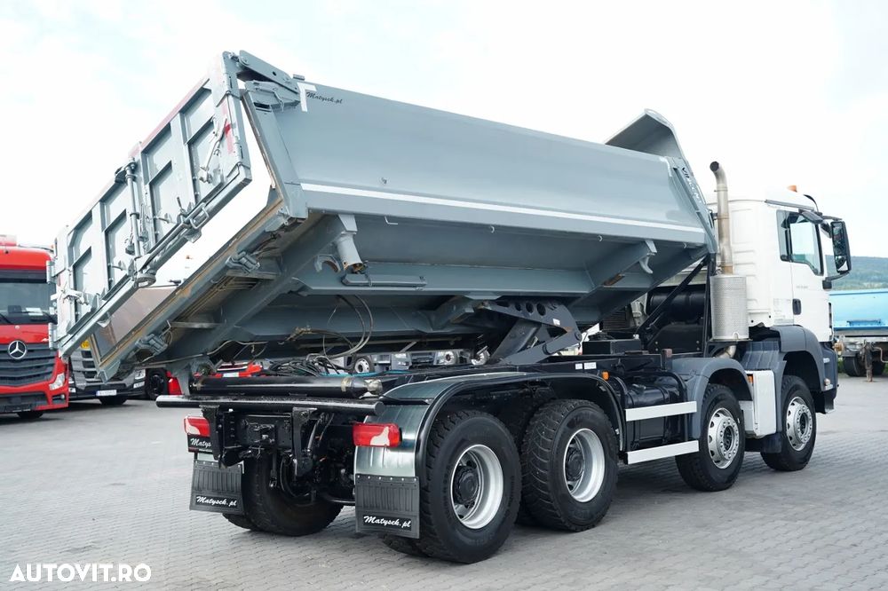 MAN TGS 35.420 / 8X4 / BASCULĂ CU 2 LATE - 6 M / LATERALĂ HIDROBRATĂ / BORDMATIC / VINCENT / EURO 6 - 10