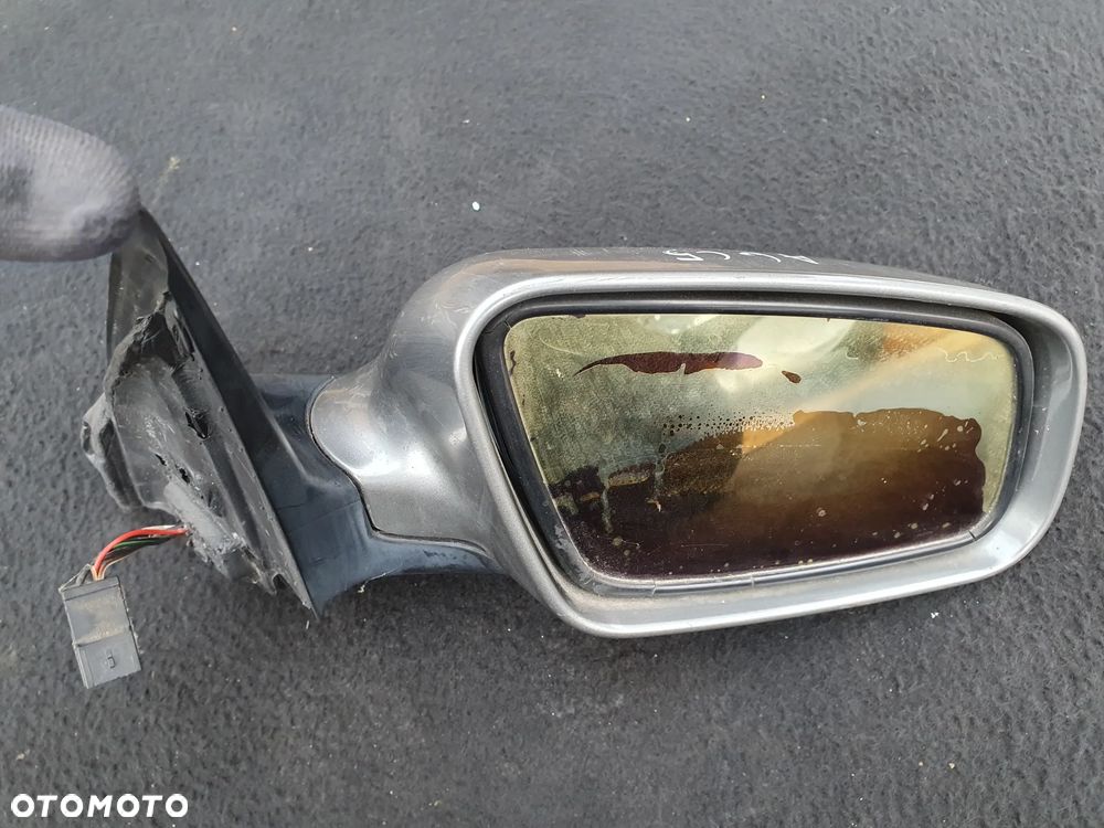 AUDI A6 C5 LUSTERKO ZEWNĘTRZNE PRAWE ELEKTRYCZNE 7PIN SREBRNE LY7Q E1010593 - 1