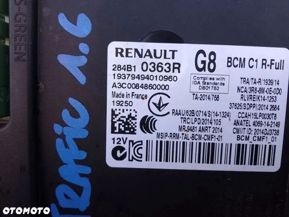 Vivaro B Talento Trafic III 1.6 DCI Moduł Sterownik BCM 284B10363R - 2