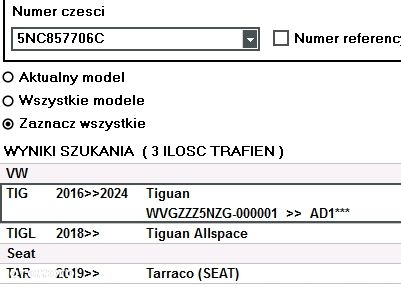 VW Tiguan II 2 2016 PAS BEZPIECZEŃSTWA LP SEAT BELT 5NC857705C 5NC857706C - 7