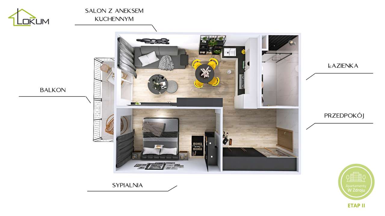 E33 | 43,95 m² |Własny apartament w uzdrowisku | idealny na weekendy