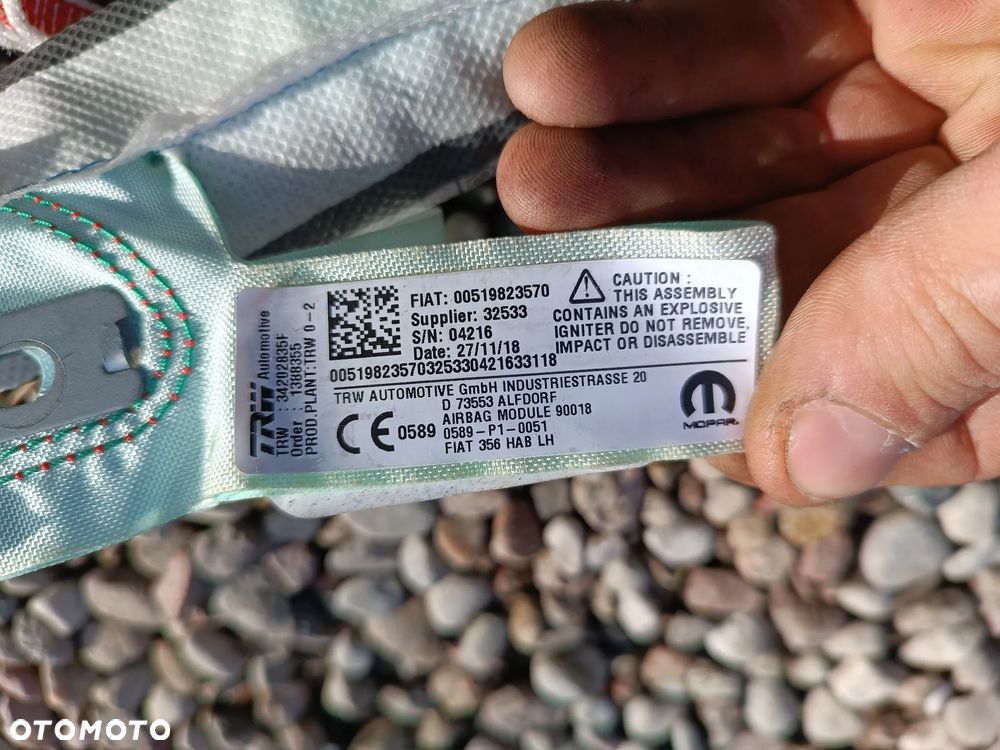 FIAT TIPO 2 II SEDAN 15-21 KURTYNA PODUSZKA  POWIETRZNA  LEWA PRAWA KOMPLET 00519823570 - 9