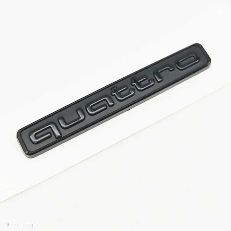 Emblema AUDI Quattro Sigla Logo Portbagaj Auto-Adeziva Negru Lucios - 1