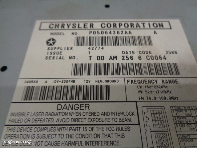 SISTEMA AUDIO / RADIO CD JEEP COMPASS 2007 -P05064362AA - 7
