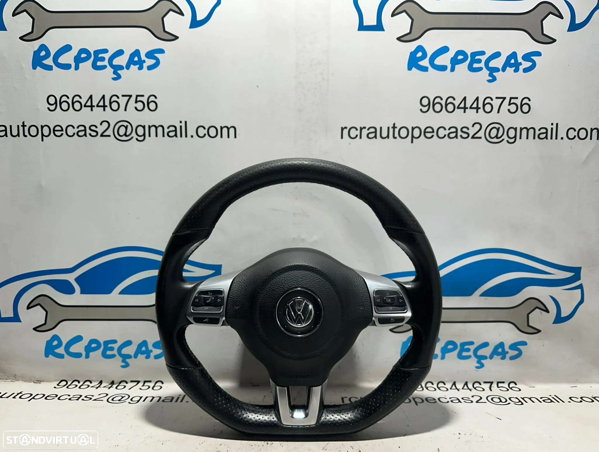 .Volante Flat Bottom Pele Perfurada Multifunções VW Volkswagen Scirocco III 3 - 2