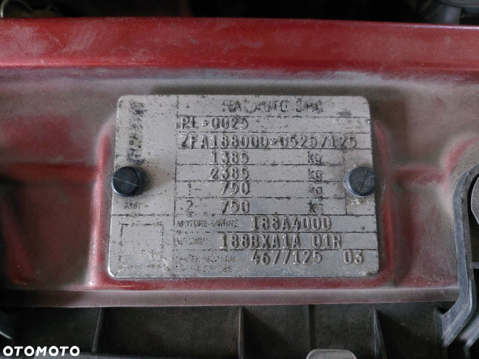 SILNIK BENZYNOWY FIAT PUNTO II 188A4000 1.2 8V - 2