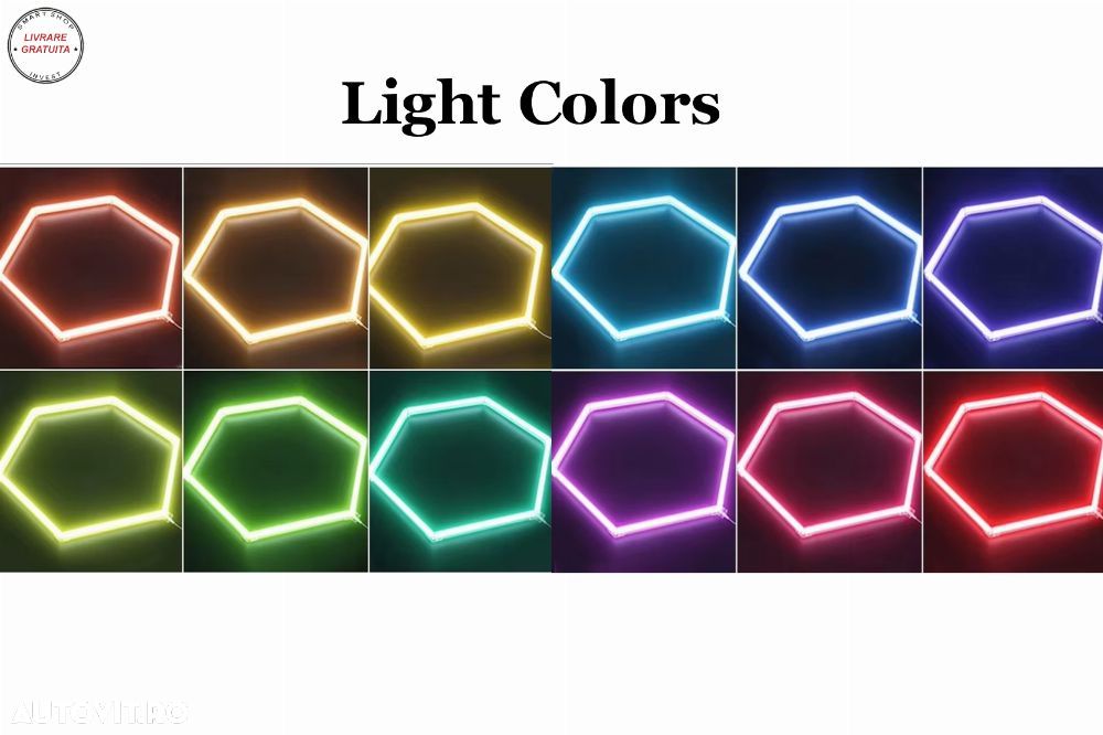 Sistem de Iluminare Plafon Hexagon / HoneyComb 4.84 x 2.43m Lumina RGB- livrare gratuita - 2