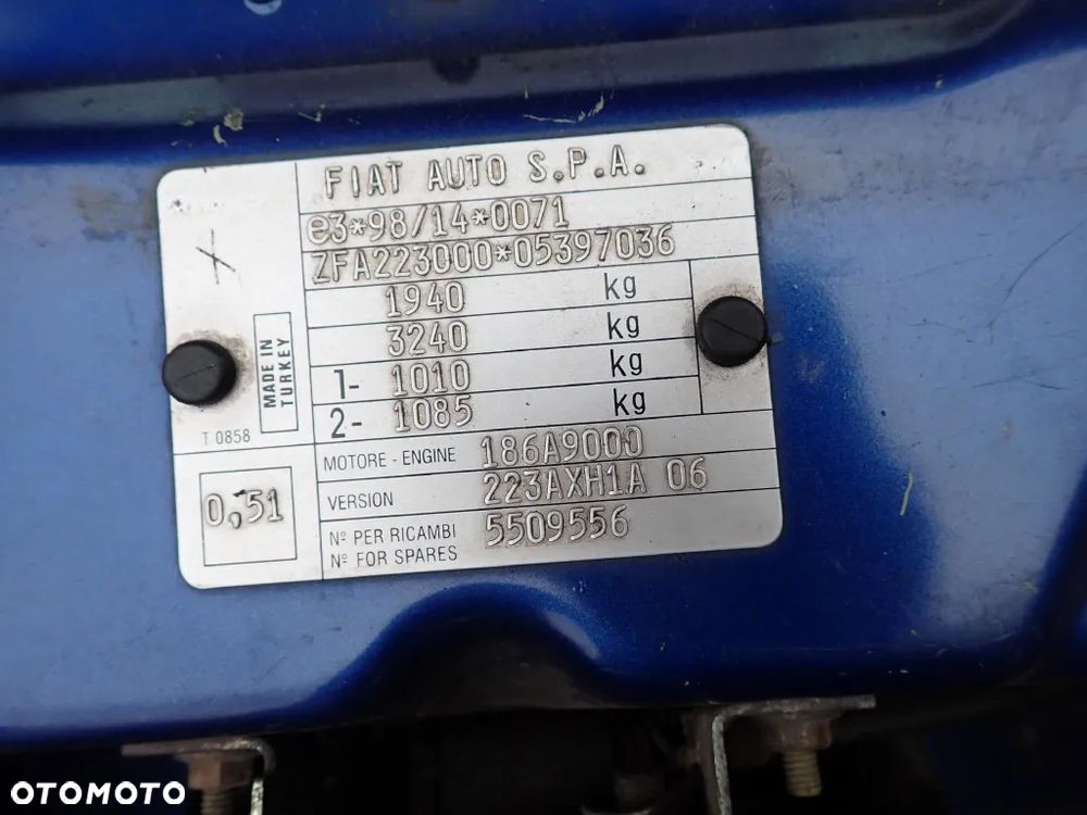 CZĘŚCI - Fiat Doblo I 1,9 JTD M-JET 120KM 186A9000 FILM LIFT PANORAMA 5os. lakier 597 2006r. INDEX - 9771 - 7