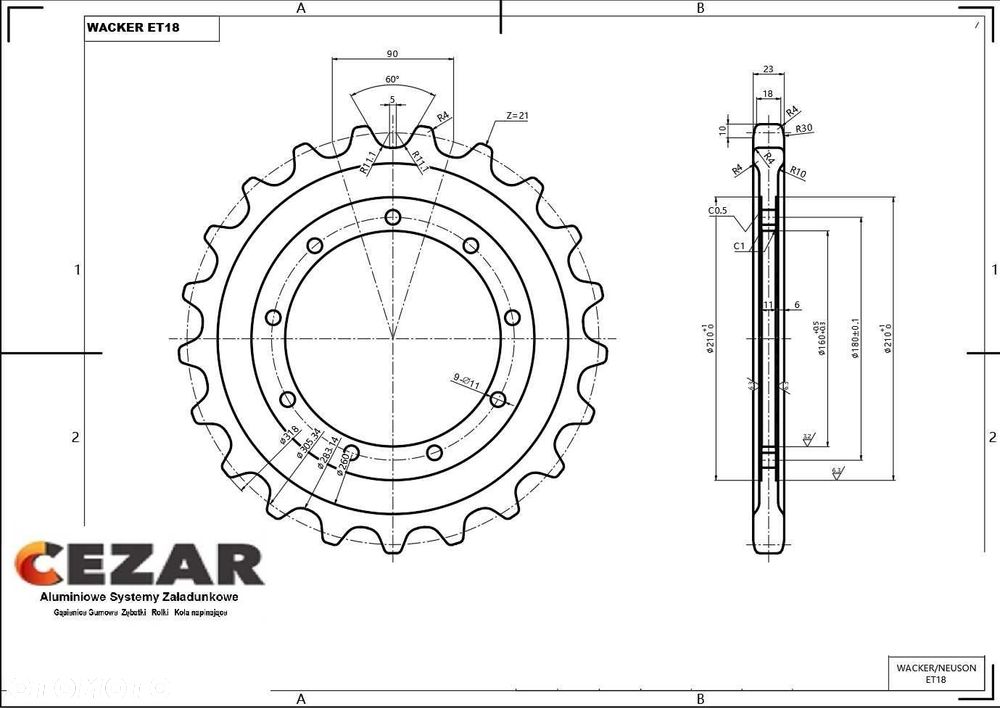 Koło Napędowe Wacker/Neuson ET18, 1403, 1402, 1402RD, 1400, 1503-1 - 1