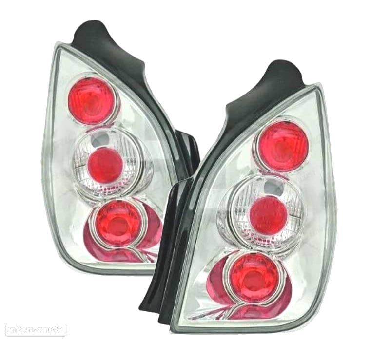 FAROLINS TRASEIROS CITROEN C2 03-10 LOOK LEXUS CROMADO - 1