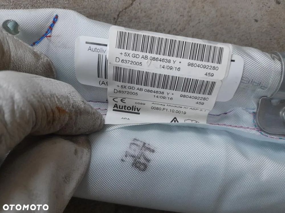 kurtyna Airbag prawa Peugeot 208 I  9804092280 - 4