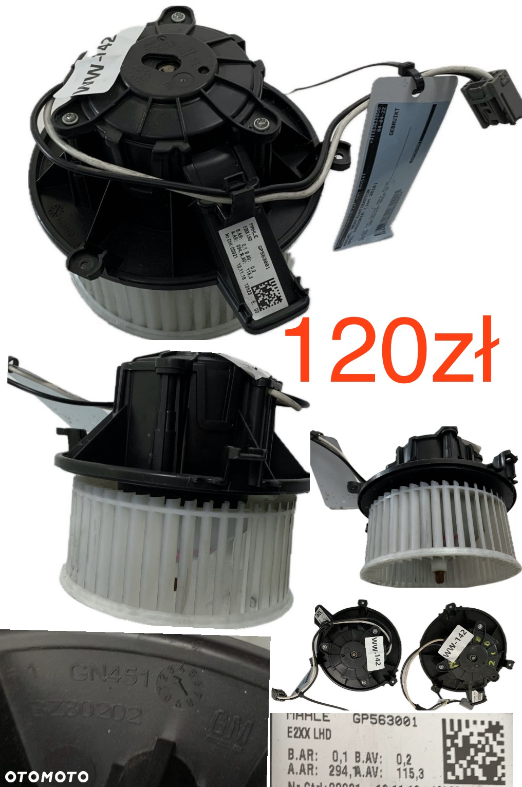 Wentylator dmuchawa nagrzewnicy Opel Insignia B Kia Picanto II 2011-2015r Mercedes Vito W638 C W204 2007-2014r A W169 04-12r BMW X6 F16 X5 F15 14-19r BMW F20 F21 F30 F31 2011-2018r Multipla II Nissan Serena Vanette Terrano NV300 Trafic III Vivaro B Talento  Oryginał - 2