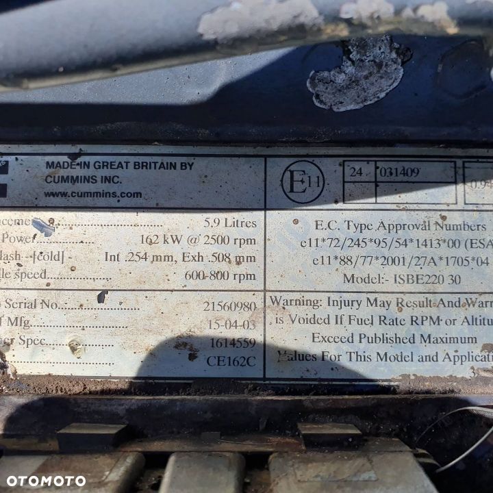 SILNIK KOMPLETNY DAF CF 65.220 CE162C CUMMINS 220 - 2