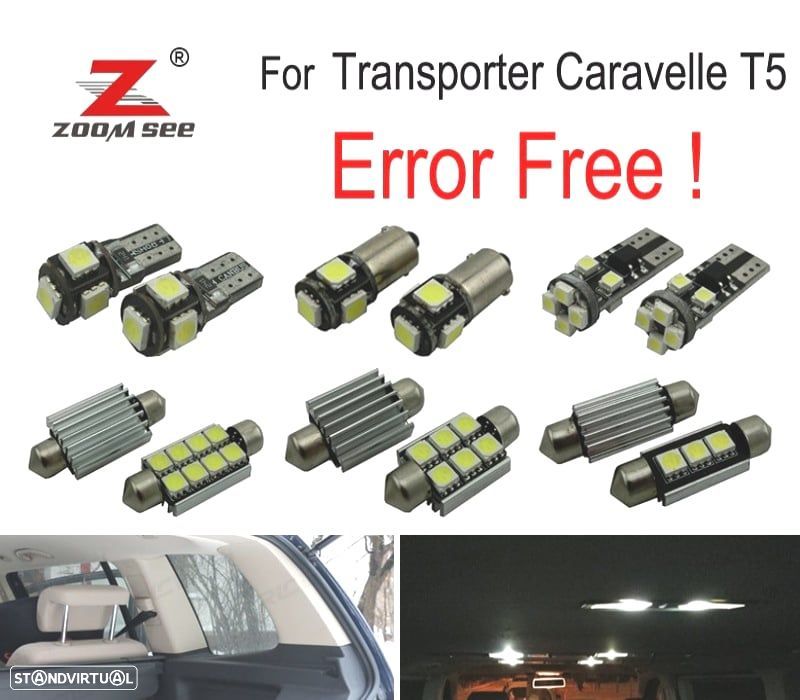 KIT COMPLETO DE 20 LÂMPADAS LED INTERIOR PARA VOLKSWAGEN VW ACCESORIOS TRANSPORTER CARAVELLE MK5 T5 - 1