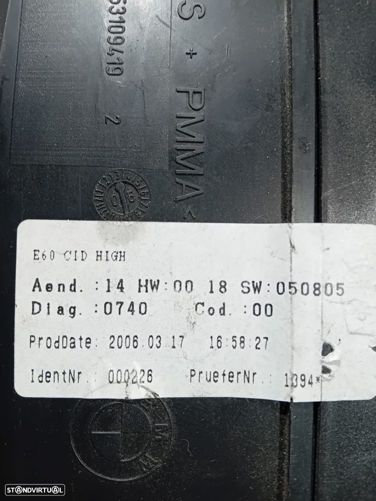 Display Ecrã Profissional BMW Série 5 E60 E61 BMW Série 3 E90 E91 E92 E93 6981562 Original - 7