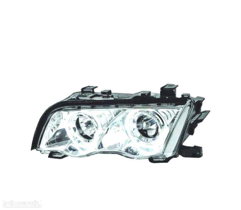 FARÓIS FRONTAIS BMW E46 98-01 BERLINA TOURING FONDO CROMADO