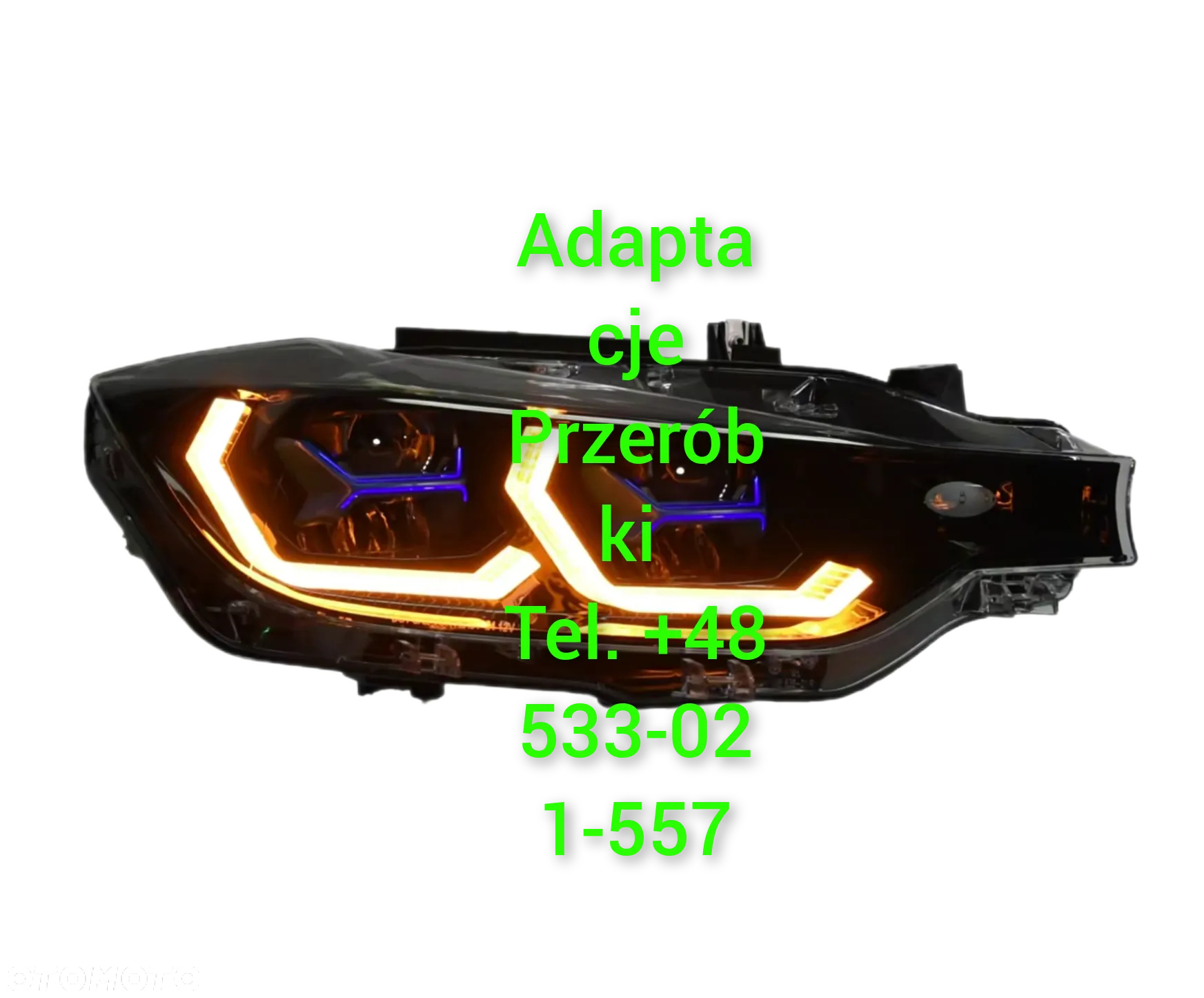 Lampa reflektor BMW E60 E61 F10 F11 M3 M4 E90 E92 F30 F07 F18 M5 Ringi drl led smd dual color + kierunki bmw - 14