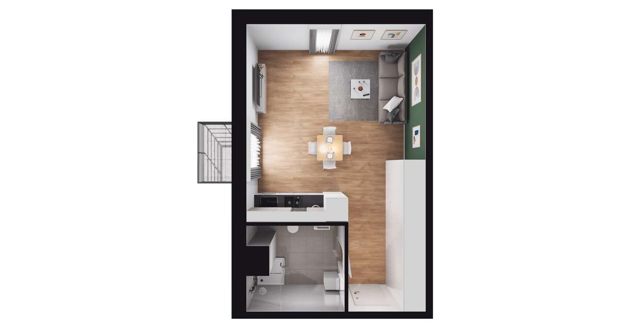 1-pokojowe mieszkanie 34m2 + balkon Bez Prowizji - Pełny obrazek: 3/8