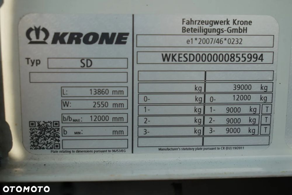 Krone FIRANKA / STANDARD / OŚ PODNOSZONA / - 28