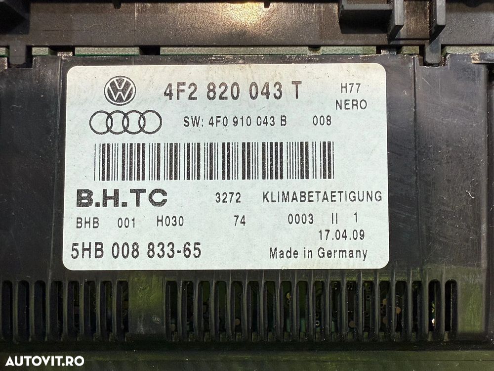 PANOU CENTRAL COMANDA CLIMA AUDI A6 E SE SEDAN 2.0 DIESEL 2009 COD OEM 4F2820043T 2006-2010 - 7