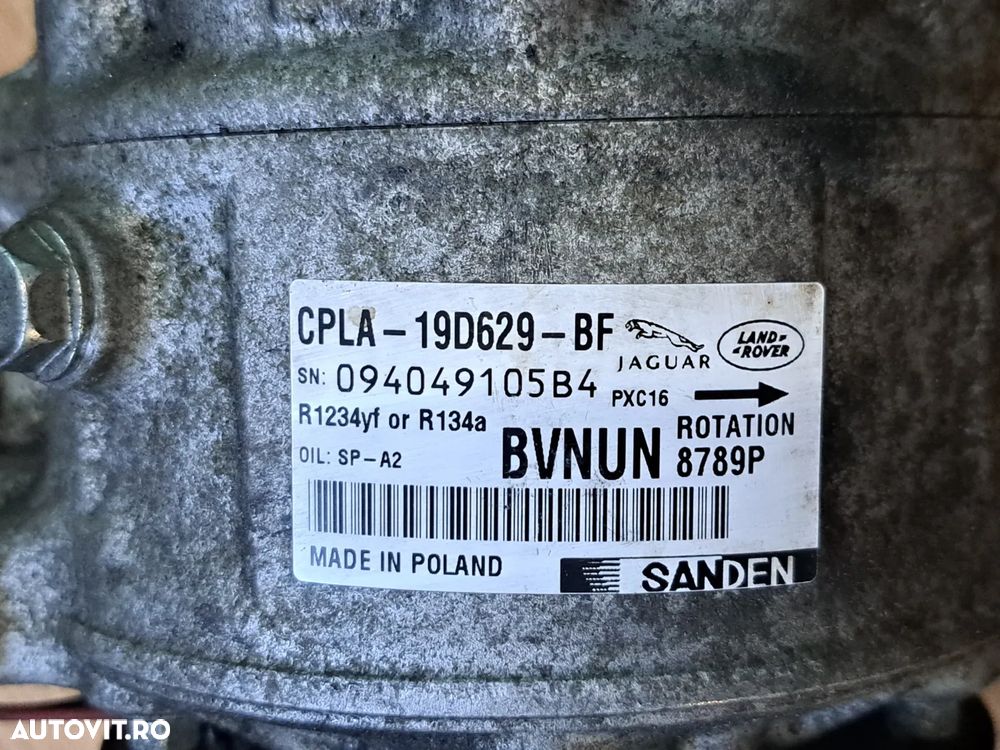 Compresor clima ac aer conditionat climatizare Sanden 6pk original Jaguaar XE XF XJ E-Pace F-Place F-Type XF Sportbrake Land Rover Defender Discovery 4 Discovery Sport Discovery 5 Range Rover Evoque Range Rover 4 Range Rover Sport Range Rover Velar 2.0l 3.0l 5.0l 4.4l - 3