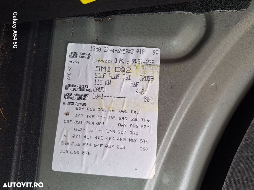 Dezmembrez VW Golf 5 Plus CROSS 1.4 tsi CAV  culoare LO41 - 8
