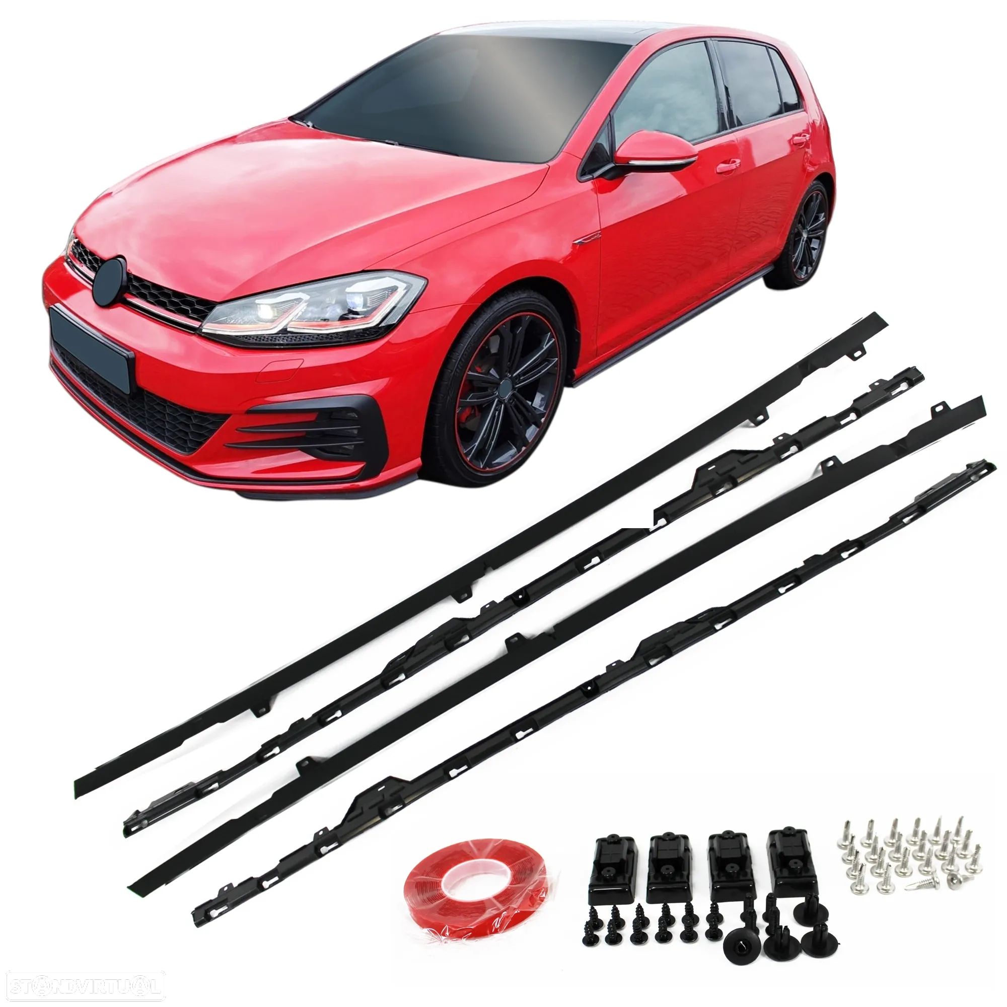 Kit Para-choques Frontal + faróis de nevoeiro + embaladeiras + para-choques traseiro + difusor VW Golf 7 3 / 5 portas look GTI 7.5 em plástico - 4