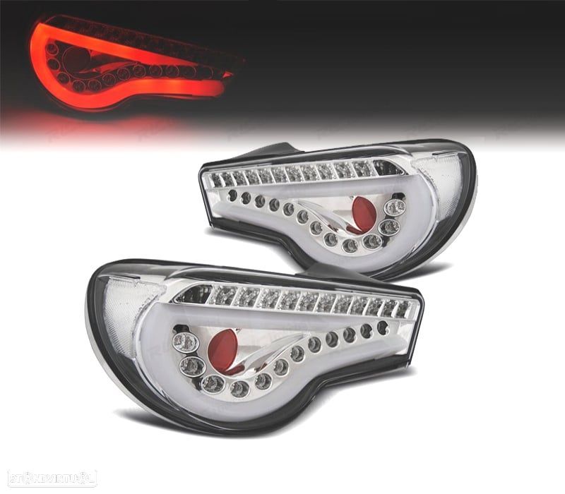FAROLINS TRASEIROS PARA TOYOTA GT86 12- LIGHT BAR FUNDO CROMADO - 1