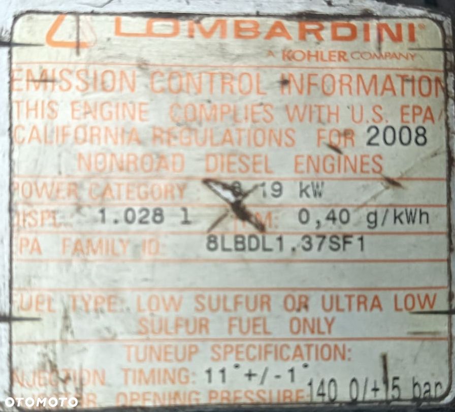 SILNIK LOMBARDINI LDW 1003 19,5 kW / LOMBARDINI LDW 1003 / 8LBDL1.37SF1 - 2