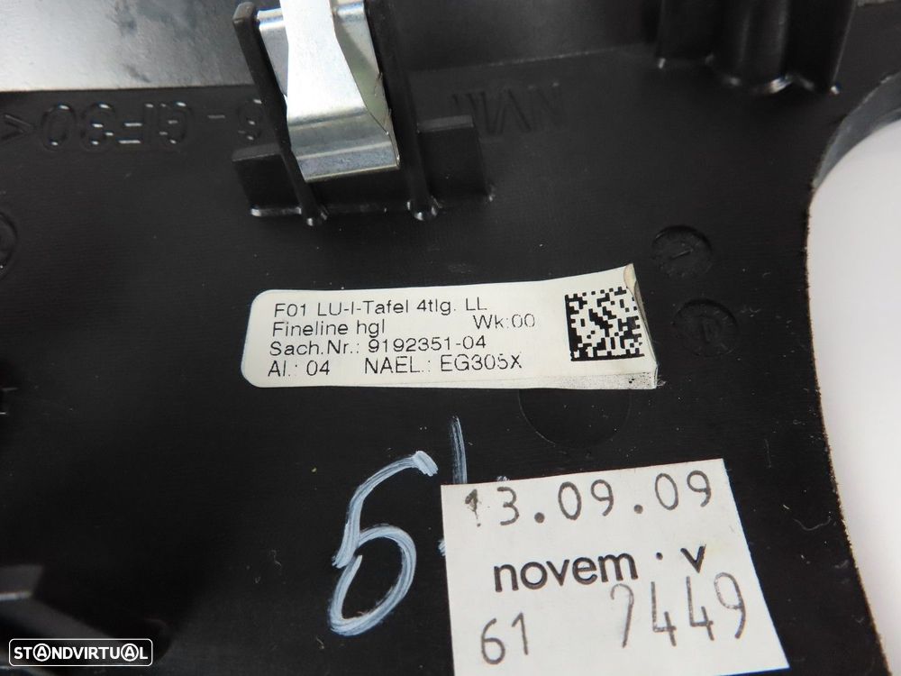 Friso do tablier em Madeira Central Seminovo/ Original BMW 7 (F01, F02, F03, F04... - 4