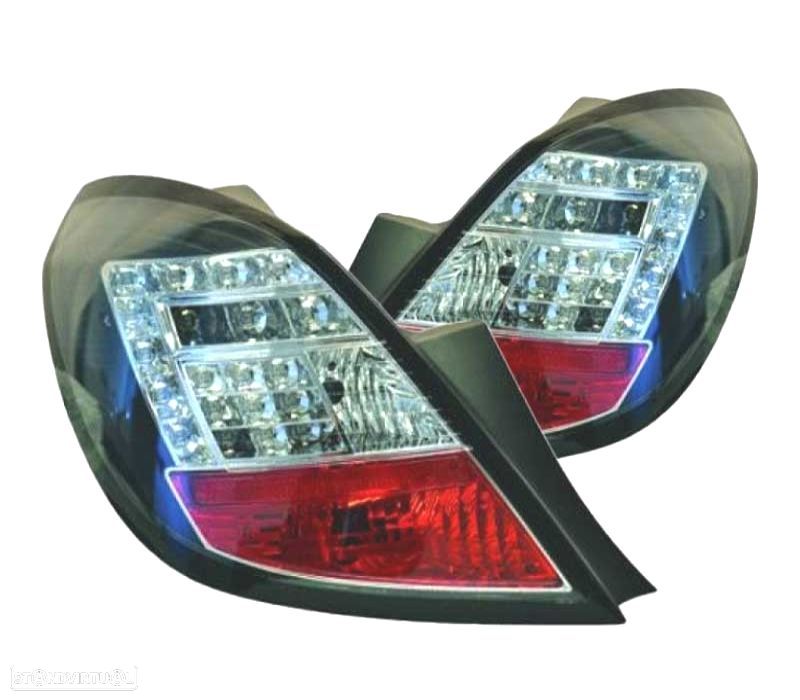 FAROLINS TRASEIROS LED OPEL CORSA D 06-11 BRANCO VERMELHO PRETO - 1