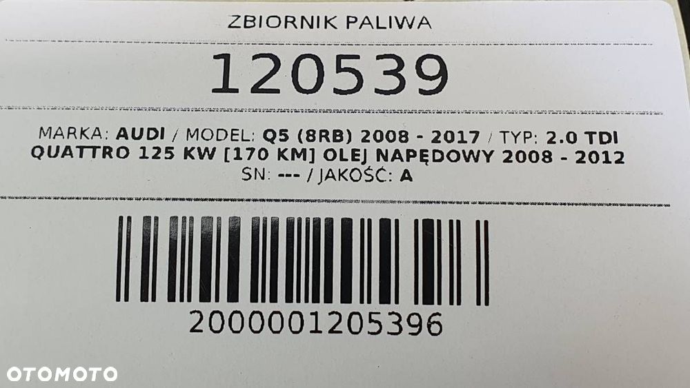 ZBIORNIK PALIWA BAK TDI QUATTRO AUDI Q5 8R 8R0201021 - 9