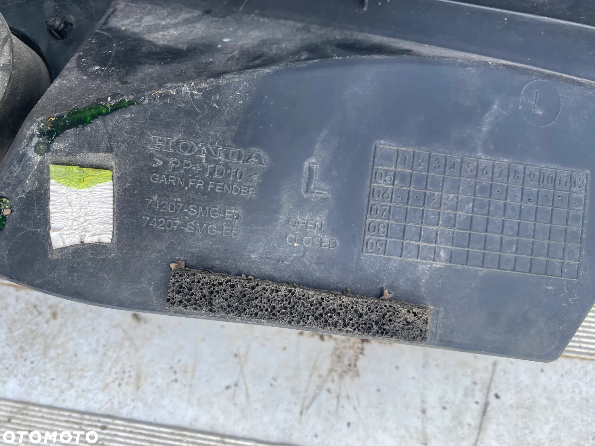OSŁONA LISTWA NAKŁADKA BŁOTNIKA HONDA CIVIC VIII UFO 74207SMGE LEWA PRZEDNIA - 8