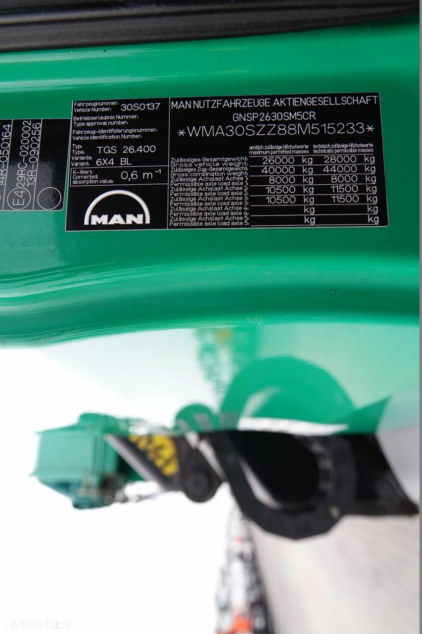 MAN TGS 26.400 / 6X4 / BASCULANTE + HDS PALFINGER PK 16502 / HYDROBURTA / BORDMATIC / IMPORTAT - 35