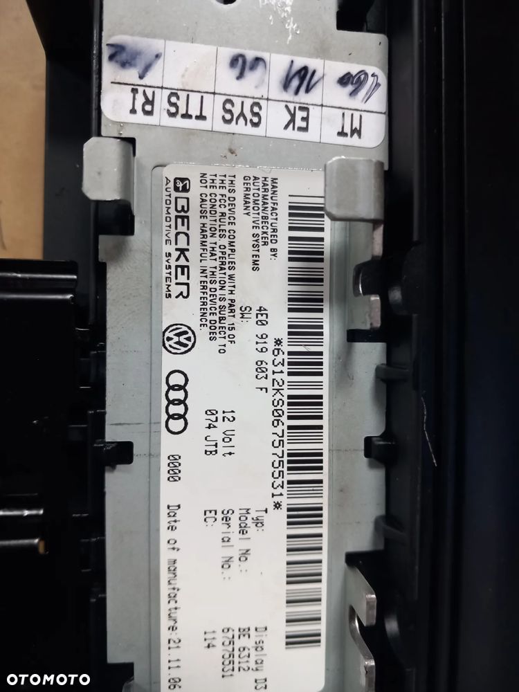 Wyswietlacz monitor 4E0 919 603 F - 3